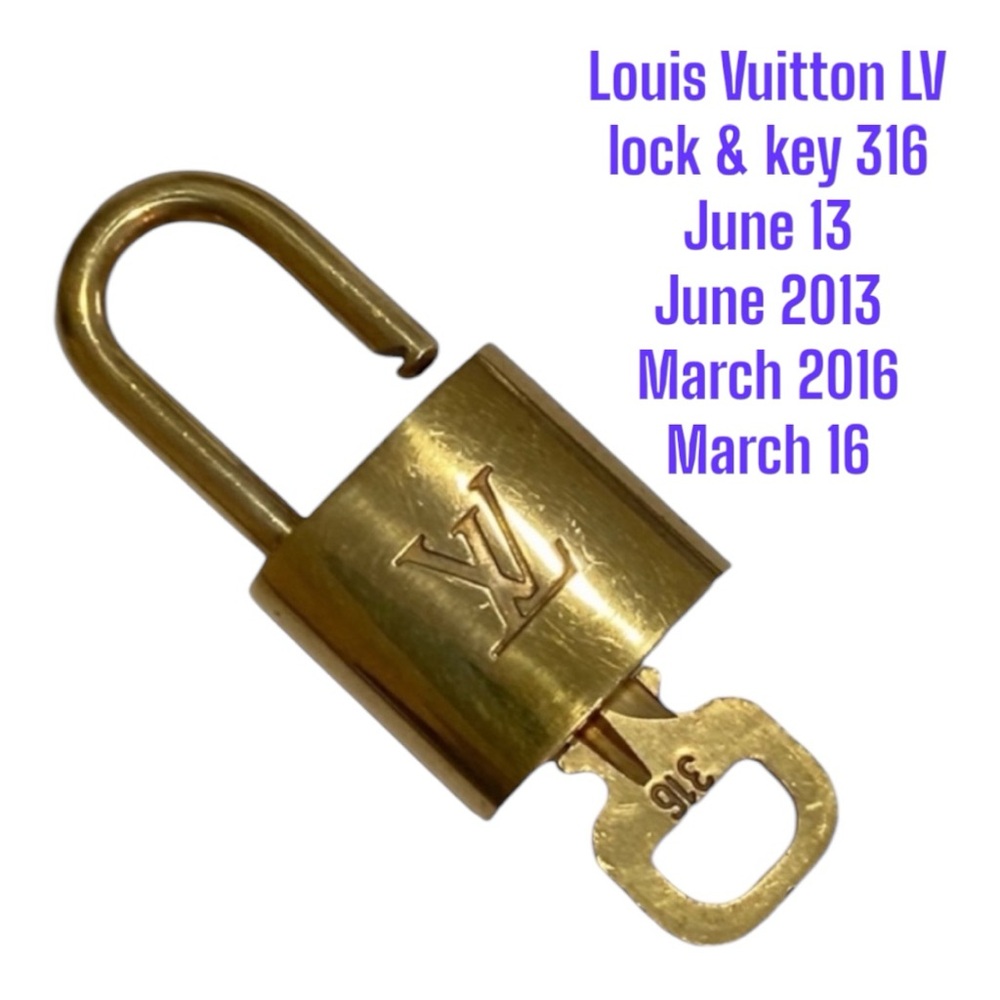 #316 LV lock key March 16 Louis Vuitton gold tone brass Anniversary Birthday